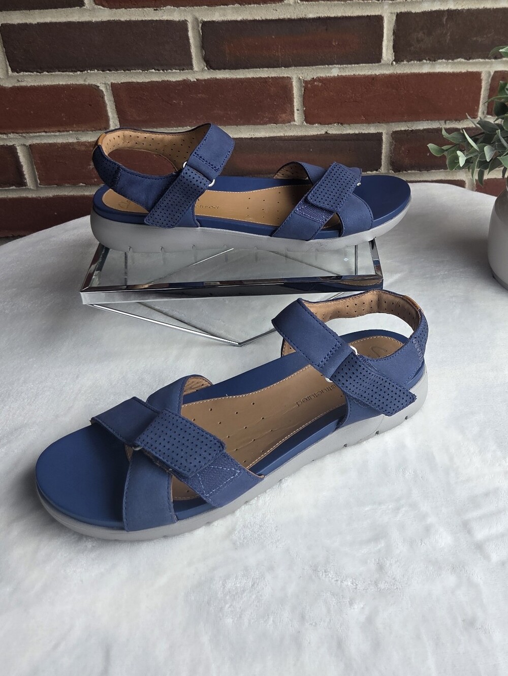 💙 Clarks Unstructured Comfort Sandals‎ Blue Adjustable US 9